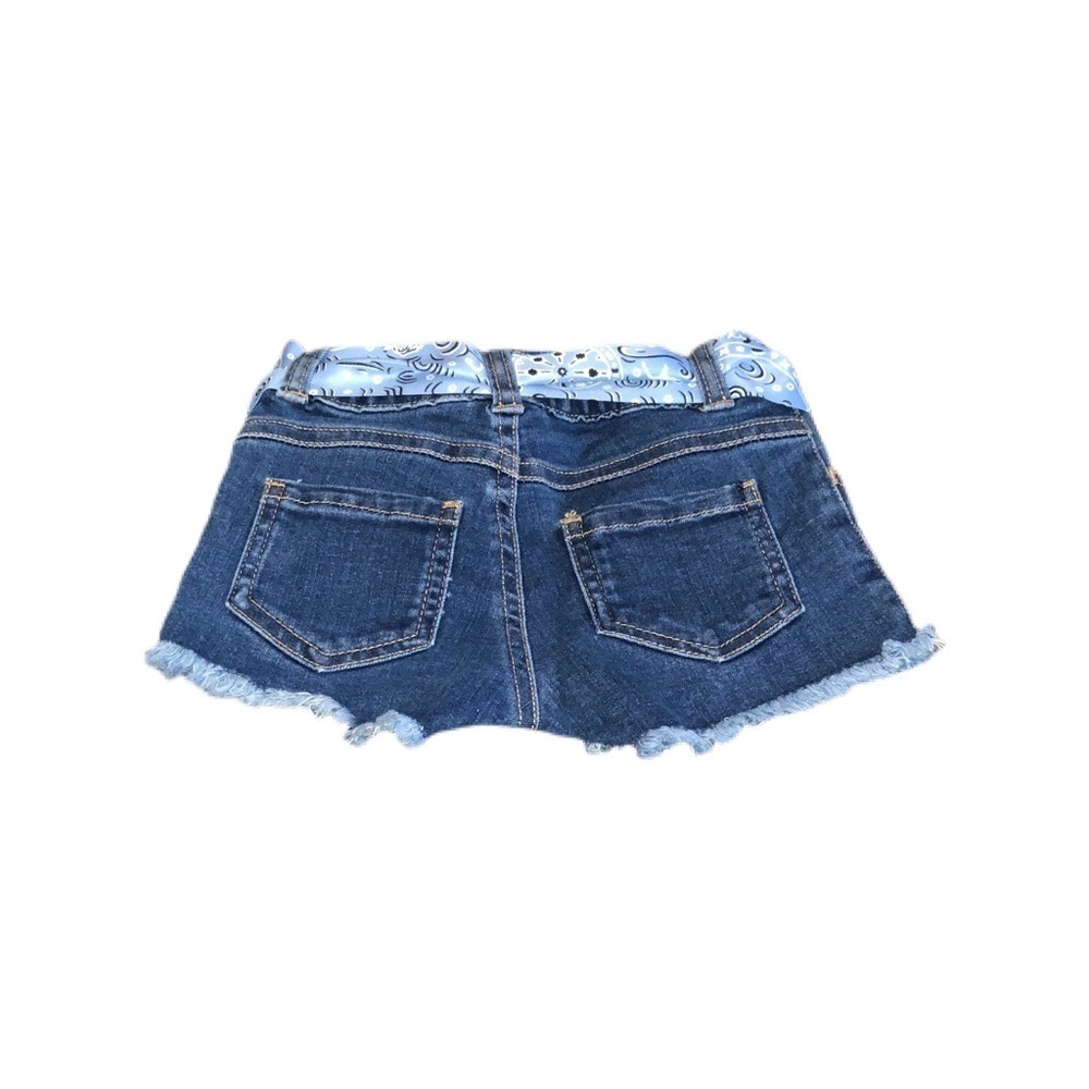 Toddler Denim Shorts W/ Bandana Print Scarf Belt - Picture 3 of 4